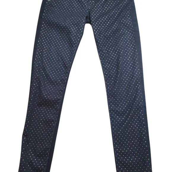 Hudson Women's Collin Vice Versa Skinny Gold Polka-Dot Denim Jeans Size 25 Dark - Picture 6 of 15